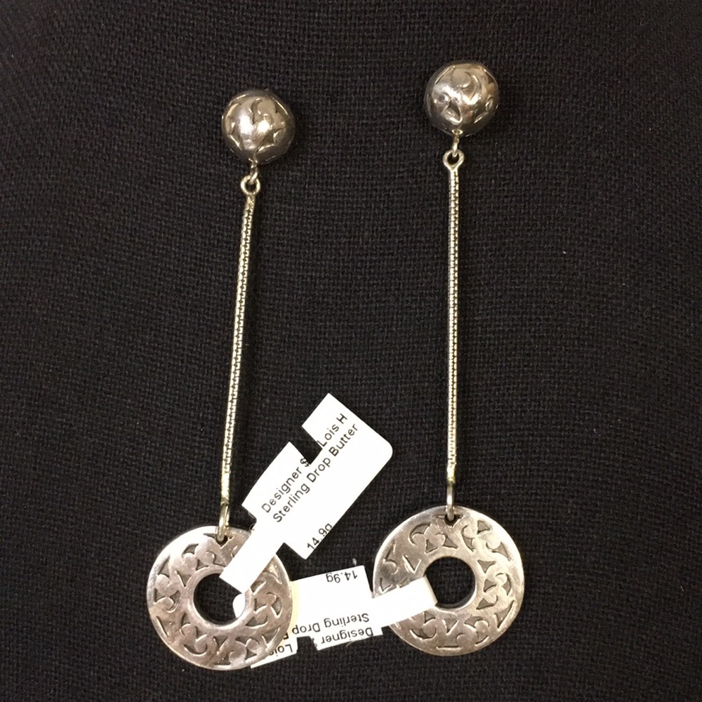 LOIS HILL Sterling Silver Drop Dangle Cut Out Post Back Earrings NWT